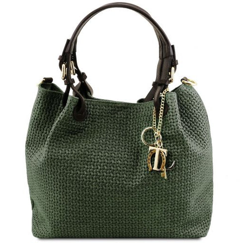 TL KeyLuck - Woven printed leather shopping bag